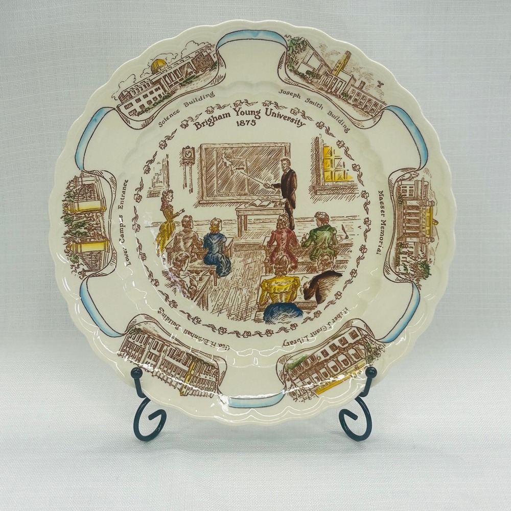 Vintage Vernon Kilns BYU Diamond Jubilee Plate 10.25" Commemorative Alumni USA